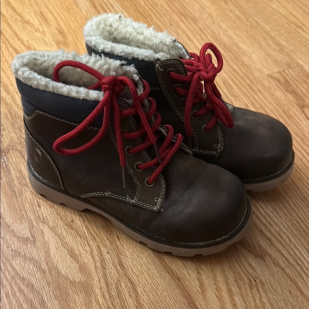 Kids Brown Boots with Red Laces